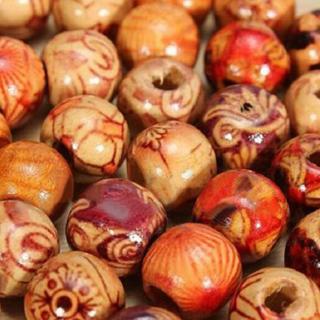 400pcs Wood Hair Beads for Braids and Dreadlocks, 12mm Painted Natural Wooden Beads for Loc Dreadlock Hair Accessories for Women