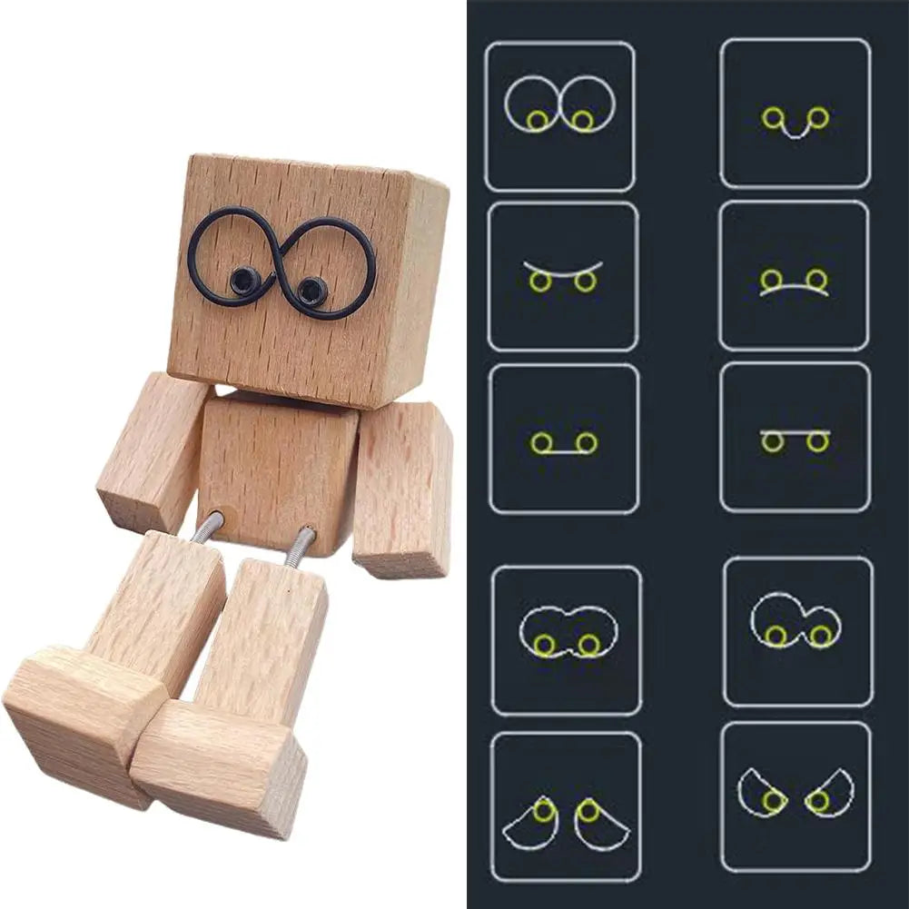 1PC Shaking Wooden Man Figurine, Handmade Shaking Feet Wooden Doll, Car Ornaments,Funny Wood Desktop Decor, Creative Gifts Commutes with Multiple Magnetic Decorations, Car Dashboard Decorations