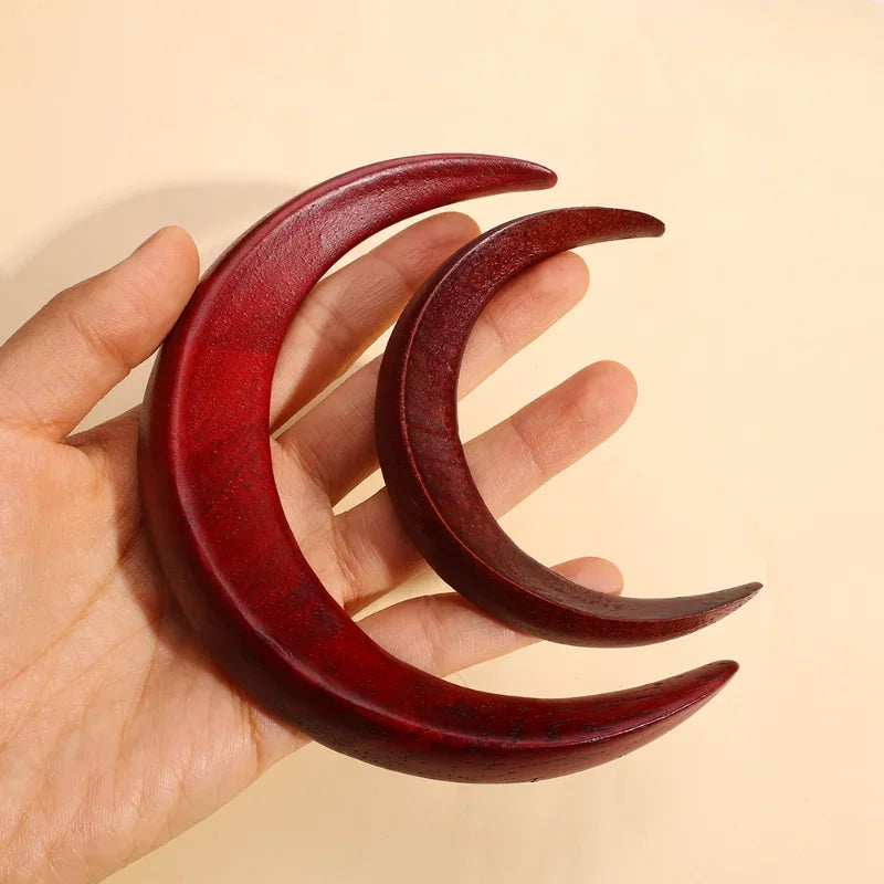 1PC Moon Hair Fork Hairpin for Women 5.12'' Moon Stick Hand Carved Clip Thin Hair Accessories Wooden Barrettes Lightweight Styling Tool