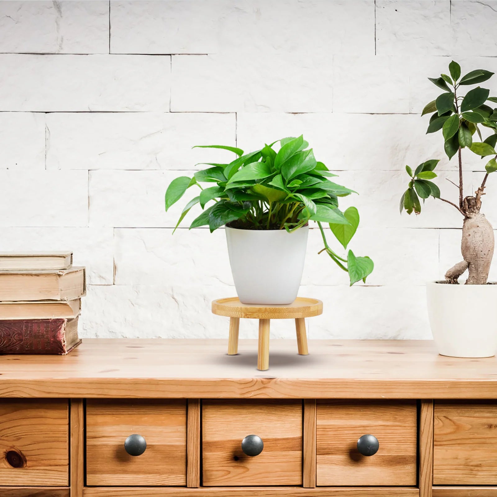 Mini Wooden Stool Flower Display Stand, Potted Plant Shelf Succulents Bonsai Rack, Vintage Wood Grain Garden Plant Pot Riser Stand for Indoor Outdoor Office Dining Room Decor (Copy)