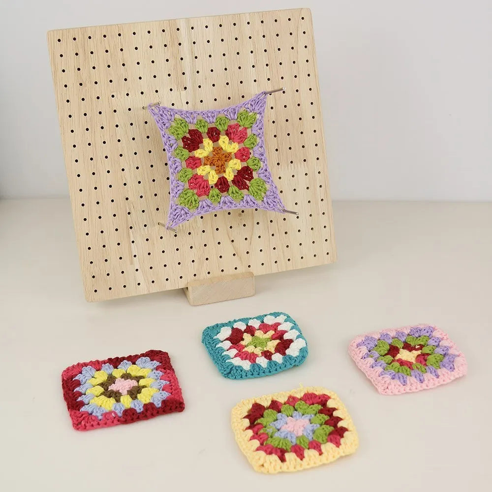 Crochet Board with 20 Pins, Upgrade Large Handcrafted Granny Square Blocking Mat for Knitting & Crochet Projects